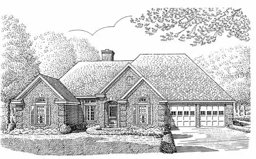 European house plans 58-373 - front exterior, 1,923 sq ft, 3 bed, 2 bath house plans | Monster House Plans