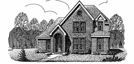 European house plans 58-374 - front exterior, 2,090 sq ft, 4 bed, 2 bath house plans | Monster House Plans