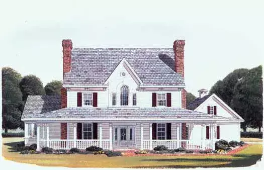 Farmhouse house plans 58-375 - front exterior, 2,932 sq ft, 4 bed, 3 bath house plans | Monster House Plans