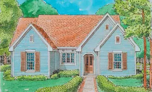 Country house plans 58-378 - front exterior, 1,462 sq ft, 2 bed, 1 bath house plans | Monster House Plans