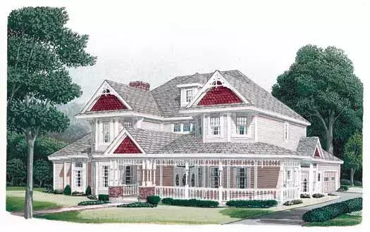 Victorian house plans 58-380 - front exterior, 4,091 sq ft, 4 bed, 4 bath house plans | Monster House Plans
