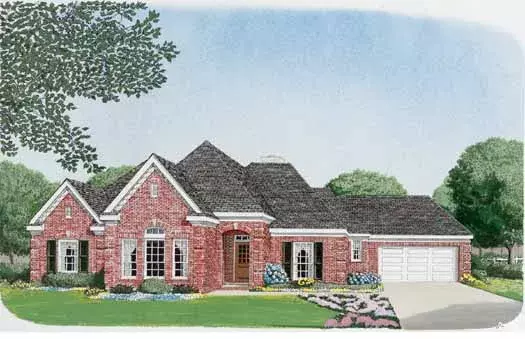 European house plans 58-385 - front exterior, 2,827 sq ft, 4 bed, 2 bath house plans | Monster House Plans