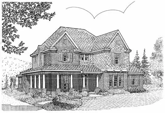 Country house plans 58-386 - front exterior, 3,044 sq ft, 4 bed, 3 bath house plans | Monster House Plans