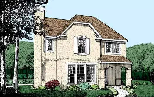 European house plans 58-406 - front exterior, 1,747 sq ft, 3 bed, 2 bath house plans | Monster House Plans