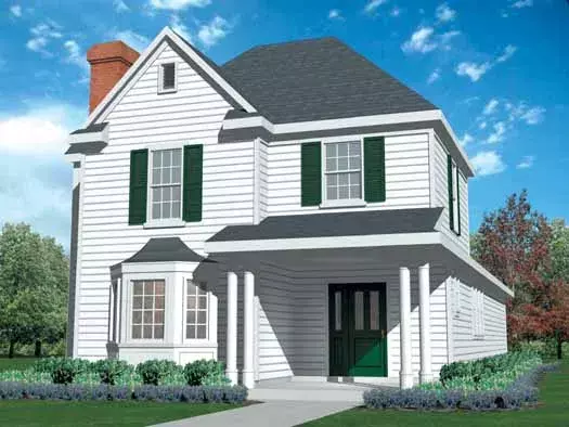 Traditional house plans 58-407 - front exterior, 1,760 sq ft, 3 bed, 2 bath house plans | Monster House Plans