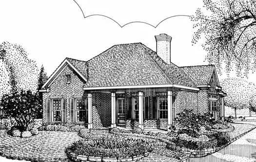 Traditional house plans 58-409 - front exterior, 1,732 sq ft, 2 bed, 2 bath house plans | Monster House Plans