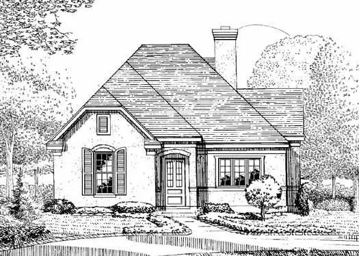 European house plans 58-412 - front exterior, 1,649 sq ft, 2 bed, 2 bath house plans | Monster House Plans