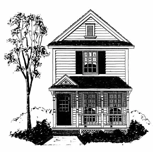 Southern Colonial house plans 58-425 - front exterior, 1,050 sq ft, 2 bed, 2 bath house plans | Monster House Plans