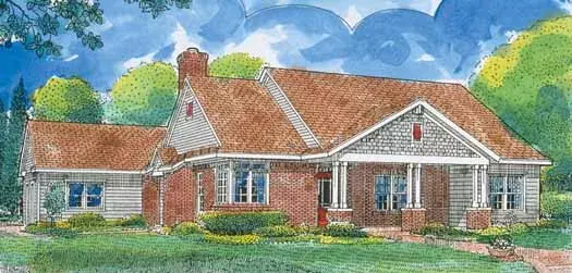 Traditional house plans 58-432 - front exterior, 1,650 sq ft, 3 bed, 2 bath house plans | Monster House Plans
