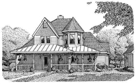 Victorian house plans 58-433 - front exterior, 2,056 sq ft, 3 bed, 2 bath house plans | Monster House Plans