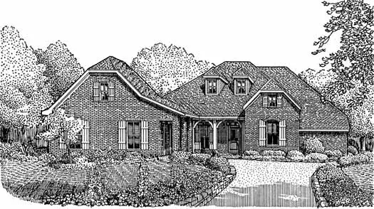 Country house plans 58-435 - front exterior, 2,672 sq ft, 3 bed, 4 bath house plans | Monster House Plans