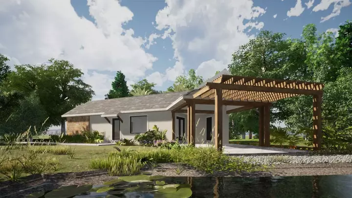 Traditional house plans 59-103 - front exterior, 663 sq ft, 1 bed, 1 bath house plans | Monster House Plans