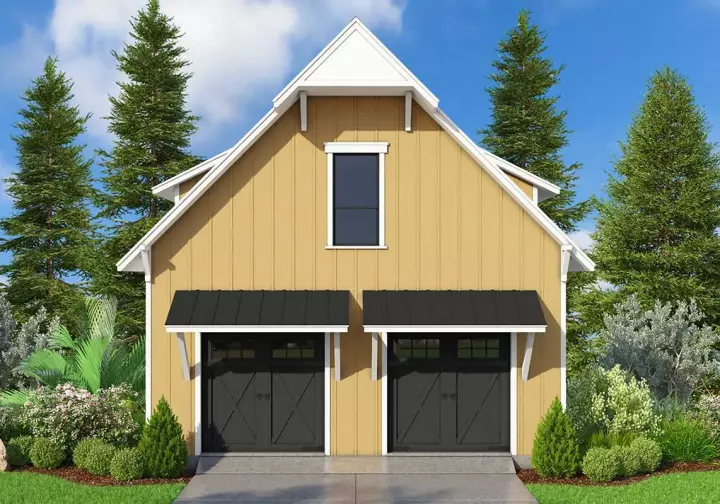 Modern Farmhouse house plans 59-105 - front exterior, 824 sq ft, 1 bed, 1 bath house plans | Monster House Plans