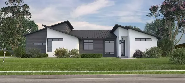 Modern house plans 59-124 - front exterior, 1,551 sq ft, 2 bed, 2 bath house plans | Monster House Plans