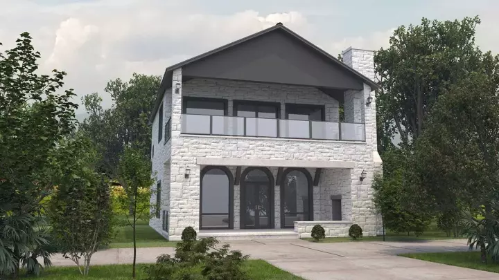 Modern house plans 59-140 - front exterior, 2,149 sq ft, 1 bed, 1 bath house plans | Monster House Plans