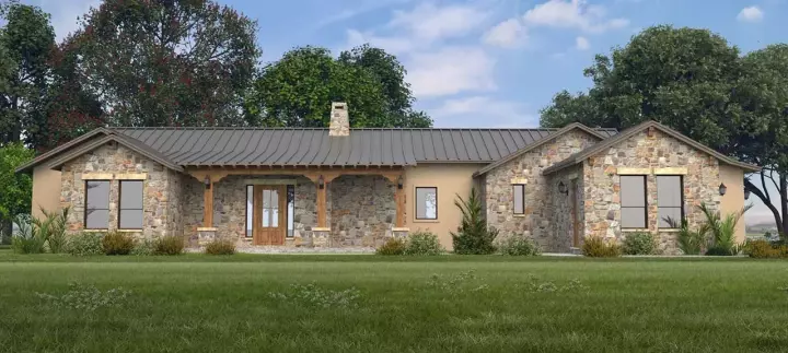 Ranch house plans 59-163 - front exterior, 2,448 sq ft, 4 bed, 3 bath house plans | Monster House Plans