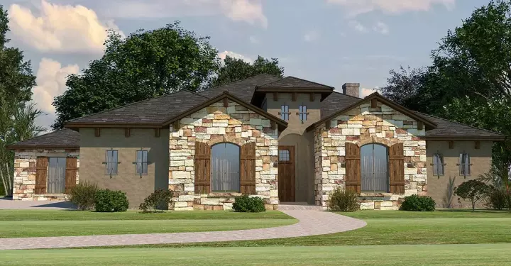 Southwest house plans 59-173 - front exterior, 2,531 sq ft, 4 bed, 3 bath house plans | Monster House Plans