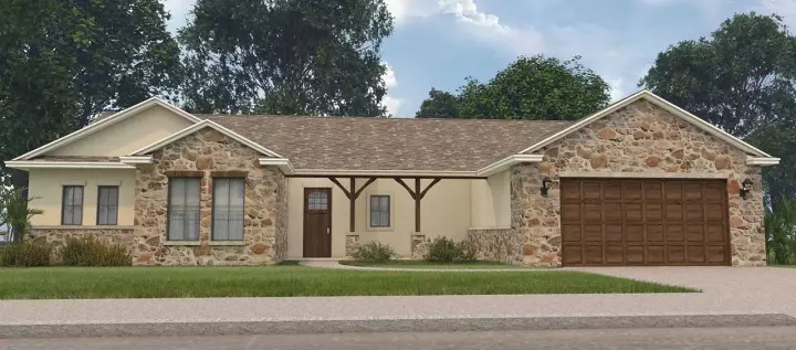 Ranch house plans 59-176 - front exterior, 2,556 sq ft, 4 bed, 2 bath house plans | Monster House Plans