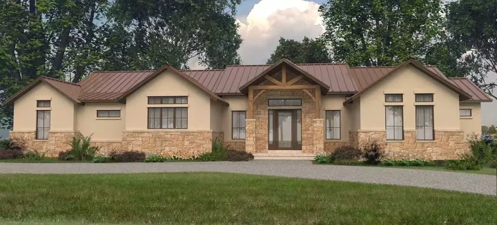 Ranch house plans 59-185 - front exterior, 2,690 sq ft, 4 bed, 3 bath house plans | Monster House Plans