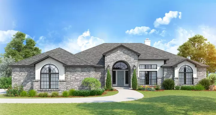 European house plans 59-207 - front exterior, 2,916 sq ft, 4 bed, 2 bath house plans | Monster House Plans