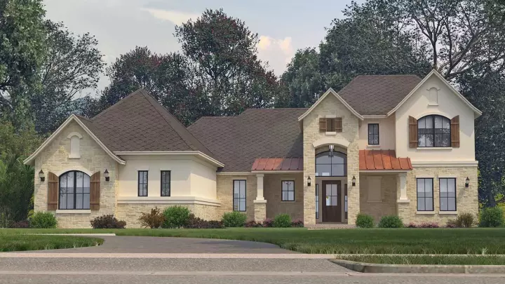 European house plans 59-230 - front exterior, 3,118 sq ft, 3 bed, 3 bath house plans | Monster House Plans
