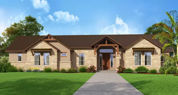 Ranch house plans 59-239 - front exterior, 3,195 sq ft, 3 bed, 3 bath house plans | Monster House Plans