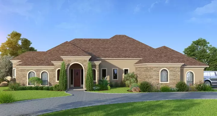 Mediterranean house plans 59-240 - front exterior, 3,200 sq ft, 3 bed, 3 bath house plans | Monster House Plans
