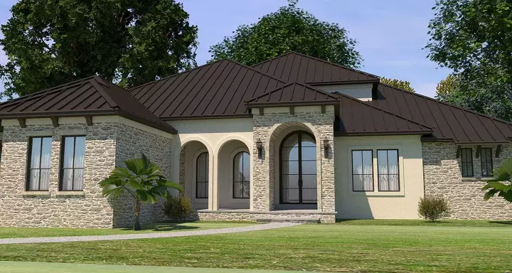 Mediterranean house plans 59-243 - front exterior, 3,206 sq ft, 4 bed, 4 bath house plans | Monster House Plans
