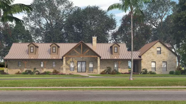 Ranch house plans 59-249 - front exterior, 3,260 sq ft, 3 bed, 3 bath house plans | Monster House Plans