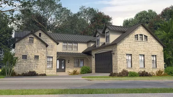 Contemporary house plans 59-256 - front exterior, 2,936 sq ft, 3 bed, 3 bath house plans | Monster House Plans