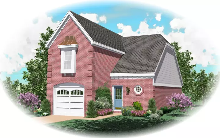 European house plans 6-106 - front exterior, 1,498 sq ft, 2 bed, 2 bath house plans | Monster House Plans