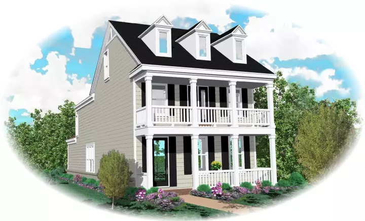 Southern Colonial house plans 6-119 - front exterior, 2,421 sq ft, 3 bed, 2 bath house plans | Monster House Plans