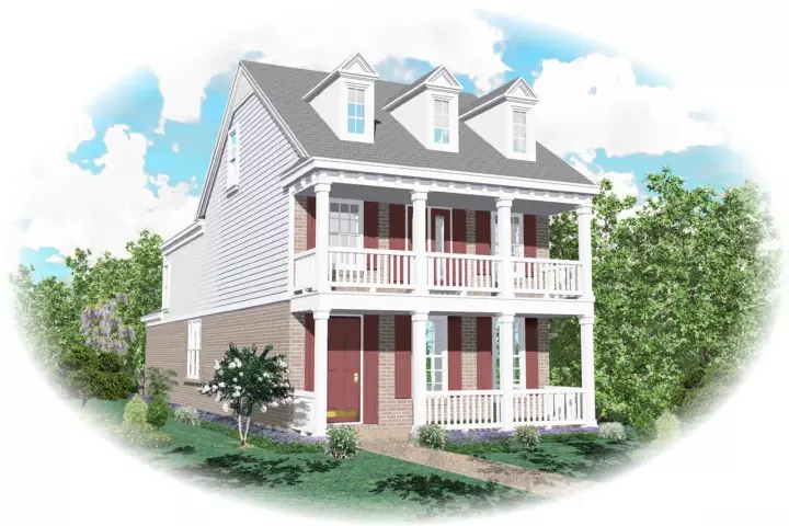 Southern Colonial house plans 6-121 - front exterior, 2,500 sq ft, 3 bed, 2 bath house plans | Monster House Plans