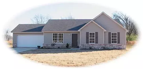 Ranch house plans 6-1322 - front exterior, 1,247 sq ft, 3 bed, 2 bath house plans | Monster House Plans
