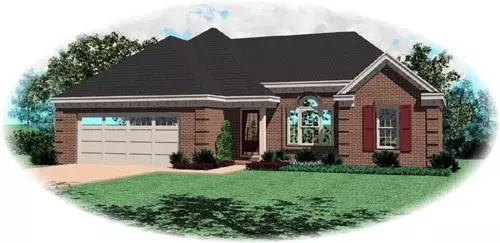 Traditional house plans 6-1355 - front exterior, 1,452 sq ft, 3 bed, 2 bath house plans | Monster House Plans