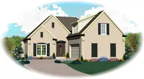 European house plans 6-1358 - front exterior, 2,063 sq ft, 3 bed, 2 bath house plans | Monster House Plans
