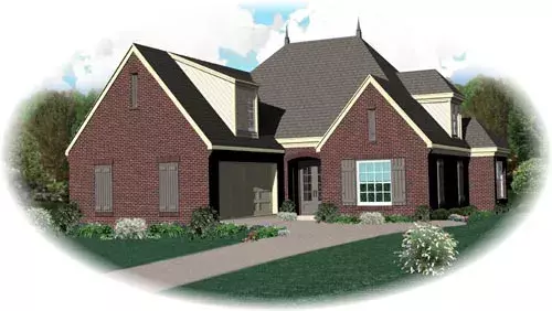 French Country house plans 6-1443 - front exterior, 3,141 sq ft, 4 bed, 3 bath house plans | Monster House Plans