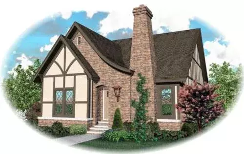 Tudor house plans 6-1492 - front exterior, 2,870 sq ft, 3 bed, 2 bath house plans | Monster House Plans