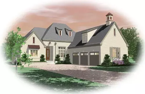 French Country house plans 6-1555 - front exterior, 3,633 sq ft, 3 bed, 4 bath house plans | Monster House Plans