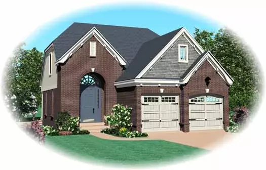 European house plans 6-1616 - front exterior, 1,695 sq ft, 3 bed, 2 bath house plans | Monster House Plans