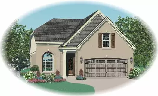 European house plans 6-1618 - front exterior, 1,585 sq ft, 3 bed, 2 bath house plans | Monster House Plans