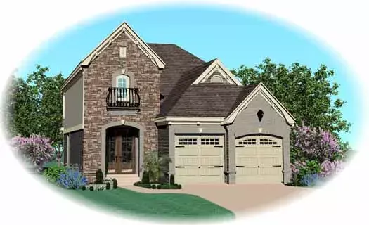 French Country house plans 6-1620 - front exterior, 1,714 sq ft, 4 bed, 2 bath house plans | Monster House Plans