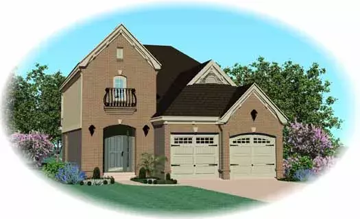 European house plans 6-1631 - front exterior, 2,030 sq ft, 4 bed, 2 bath house plans | Monster House Plans