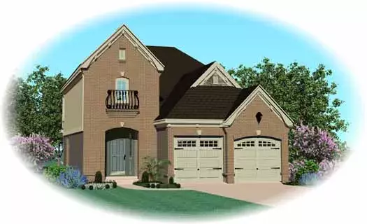 European house plans 6-1632 - front exterior, 2,029 sq ft, 4 bed, 2 bath house plans | Monster House Plans