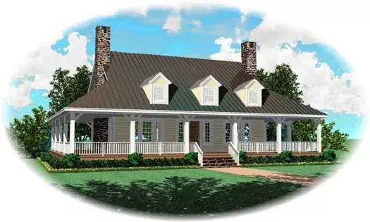 Coastal house plans 6-1661 - front exterior, 2,585 sq ft, 3 bed, 2 bath house plans | Monster House Plans