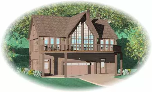 Contemporary house plans 6-1665 - front exterior, 1,851 sq ft, 2 bed, 2 bath house plans | Monster House Plans