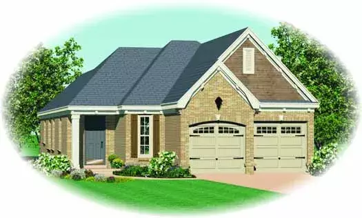 Traditional house plans 6-1670 - front exterior, 1,421 sq ft, 3 bed, 2 bath house plans | Monster House Plans