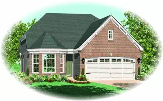 Traditional house plans 6-1671 - front exterior, 1,455 sq ft, 3 bed, 2 bath house plans | Monster House Plans