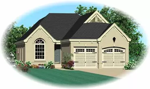 European house plans 6-1672 - front exterior, 1,514 sq ft, 3 bed, 2 bath house plans | Monster House Plans