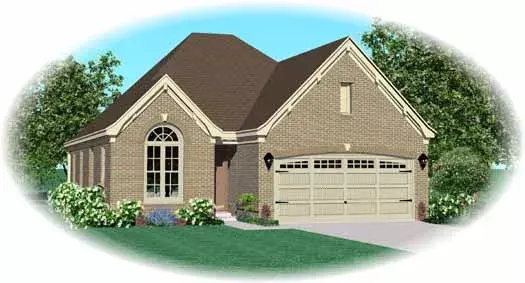 European house plans 6-1686 - front exterior, 1,540 sq ft, 3 bed, 2 bath house plans | Monster House Plans